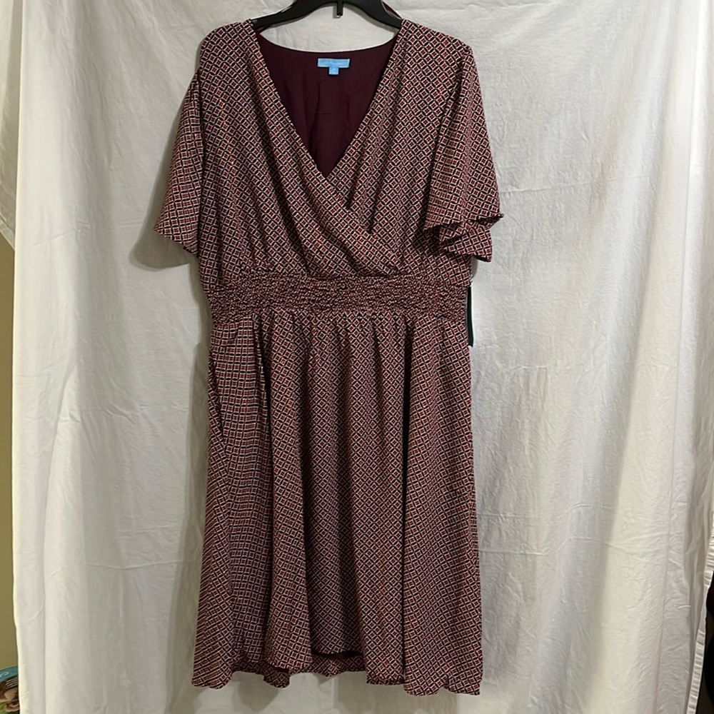 Draper James Burgundy Geometric Midi Dress